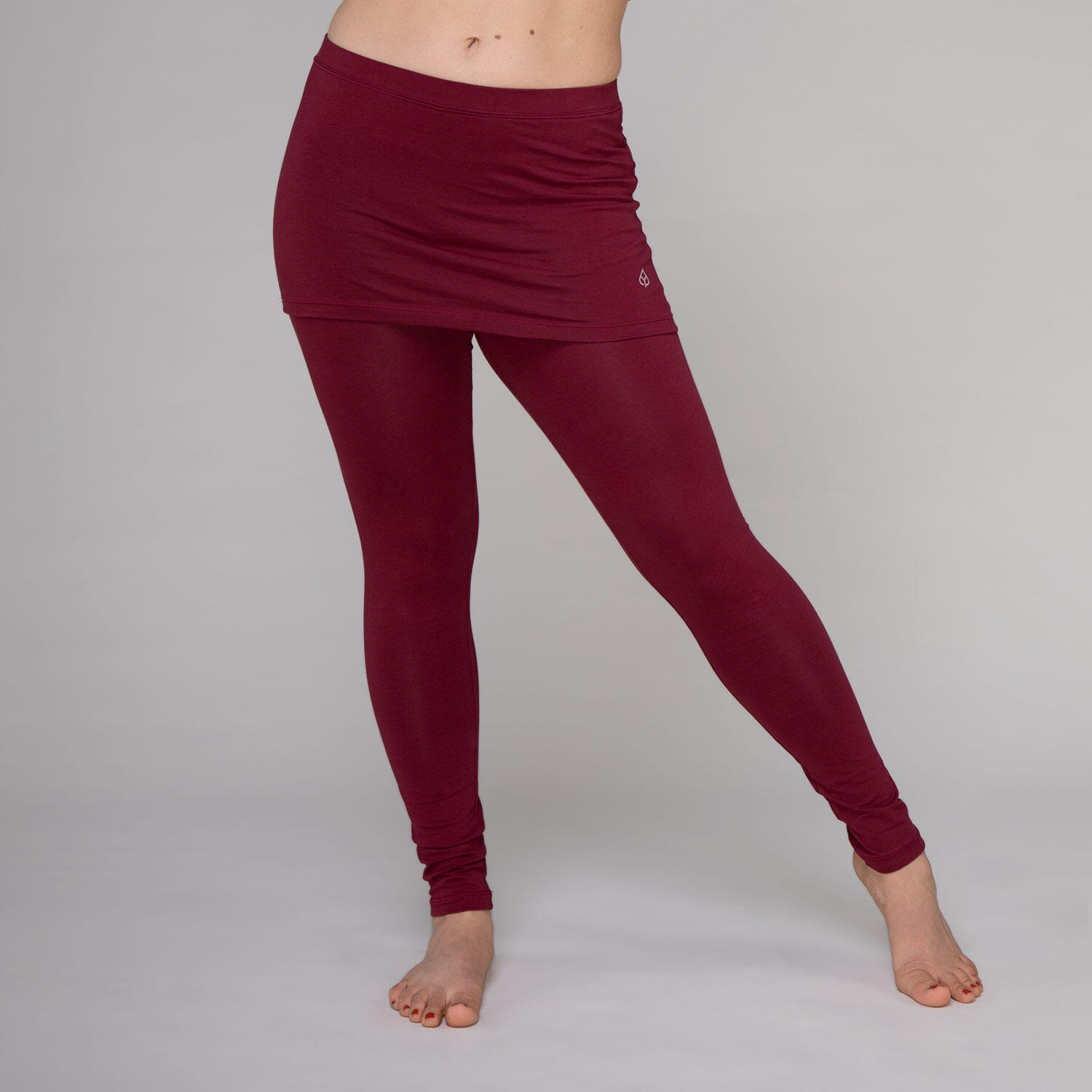 Hip Skirt Yoga Leggings mit Rock, weinrot L 5/6