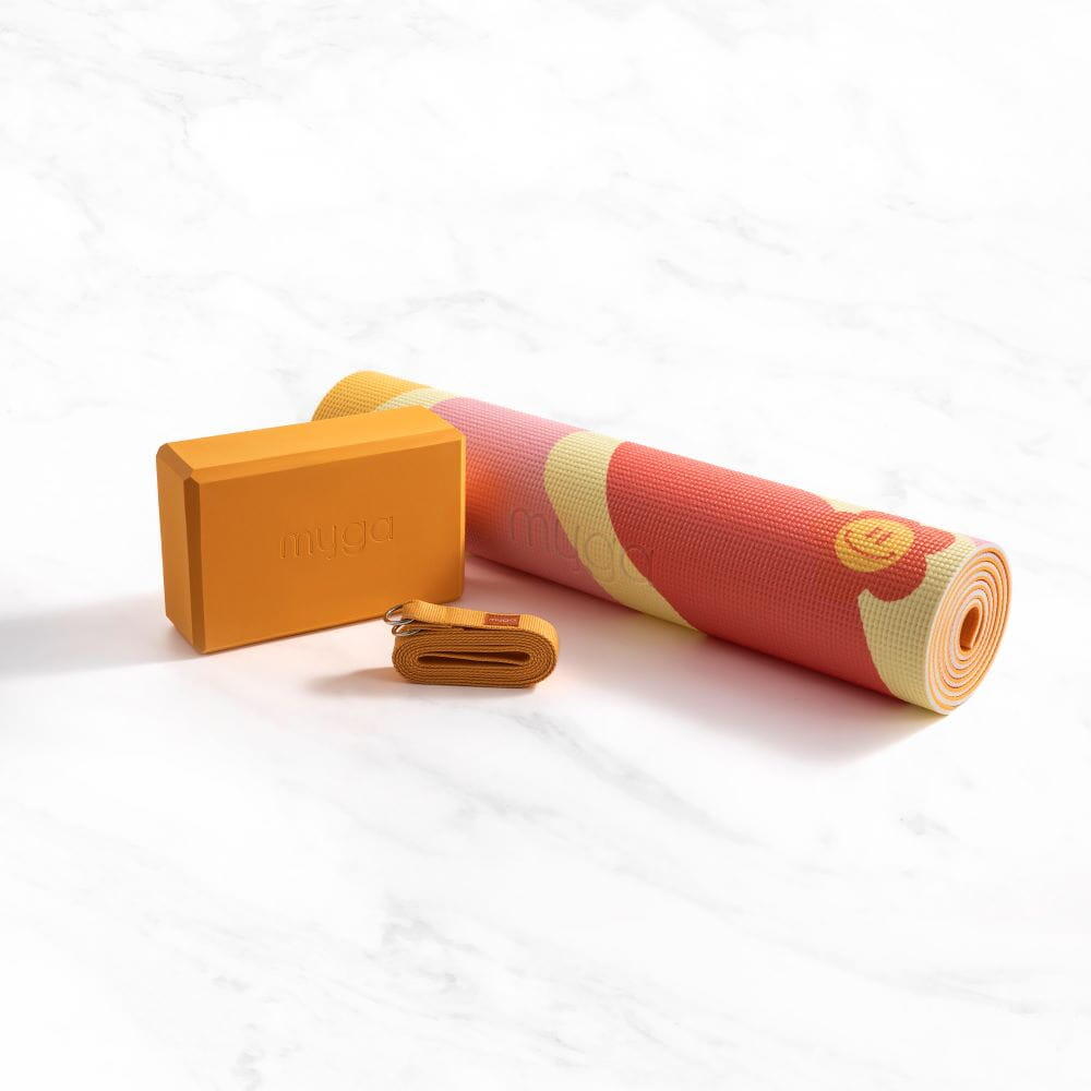 Zestaw do jogi myga Groovy Yoga Set: mata, klocek, pasek 4/7