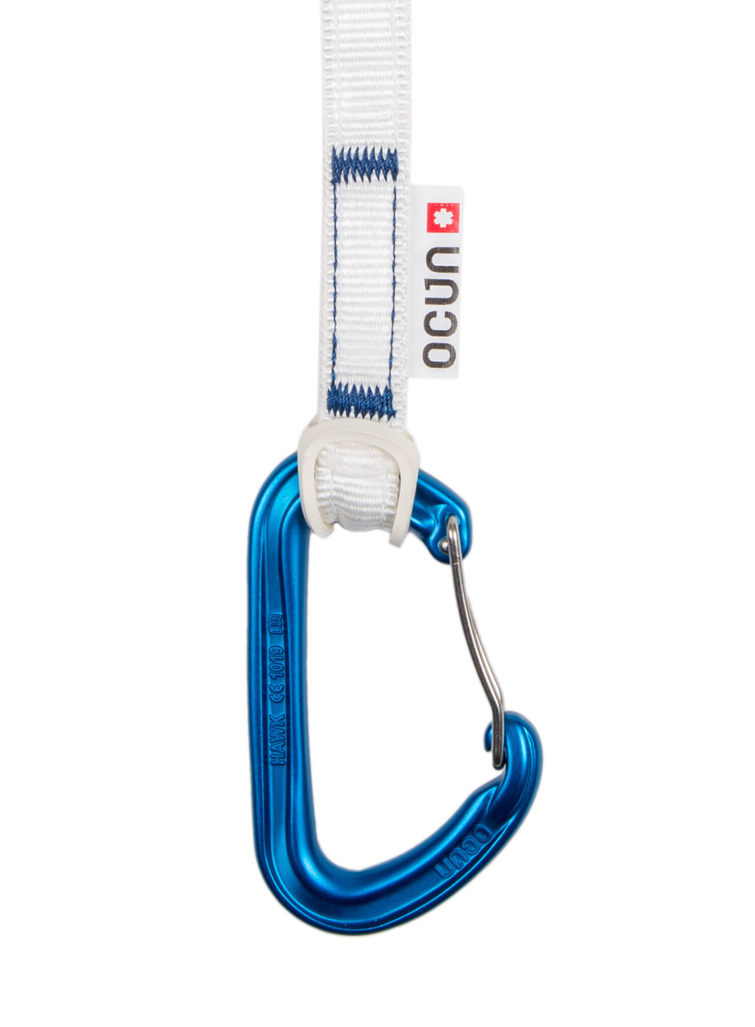 Dégaines Ocun Hawk QD Combi 15 cm Dyneema bleues avec mousquetons Straight-Wire 3/3