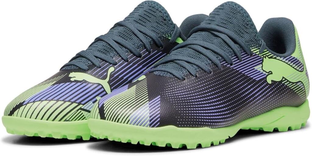 Puma botas de futebol puma future 7 play tt kids verde/púrpura
