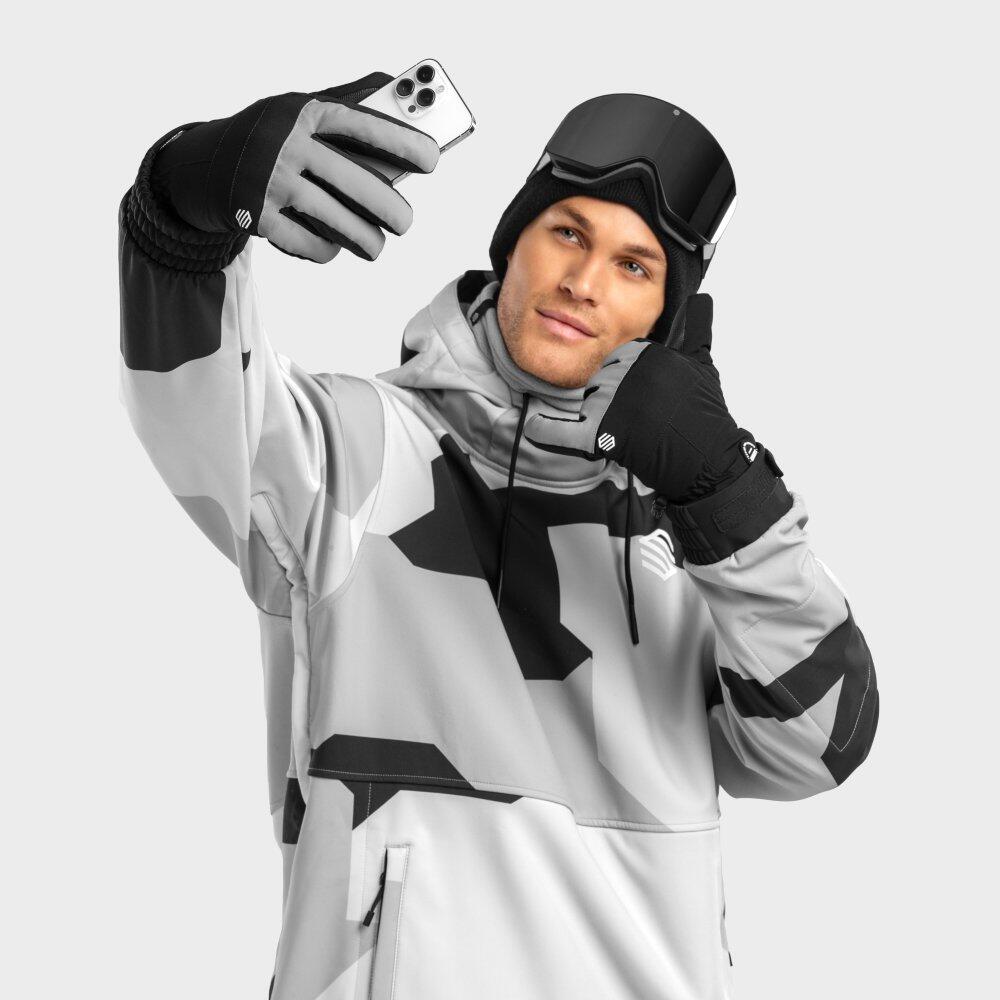 Gants thermiques snowboard et ski Sports d'hiver Homme et Femme VOSS Gray Noir 4/7