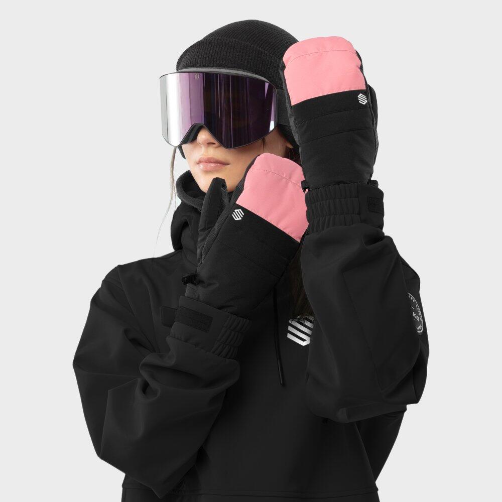 Men & Women Winter sports Snowboard and ski winter mittens PITZTAL Pink Black 4/7