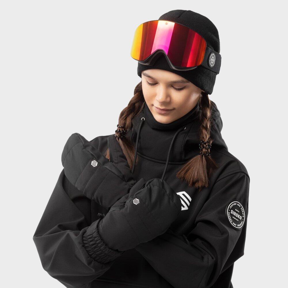 Moufles thermiques snowboard et ski Sports d'hiver Homme et Femme PITZTAL Black 4/7