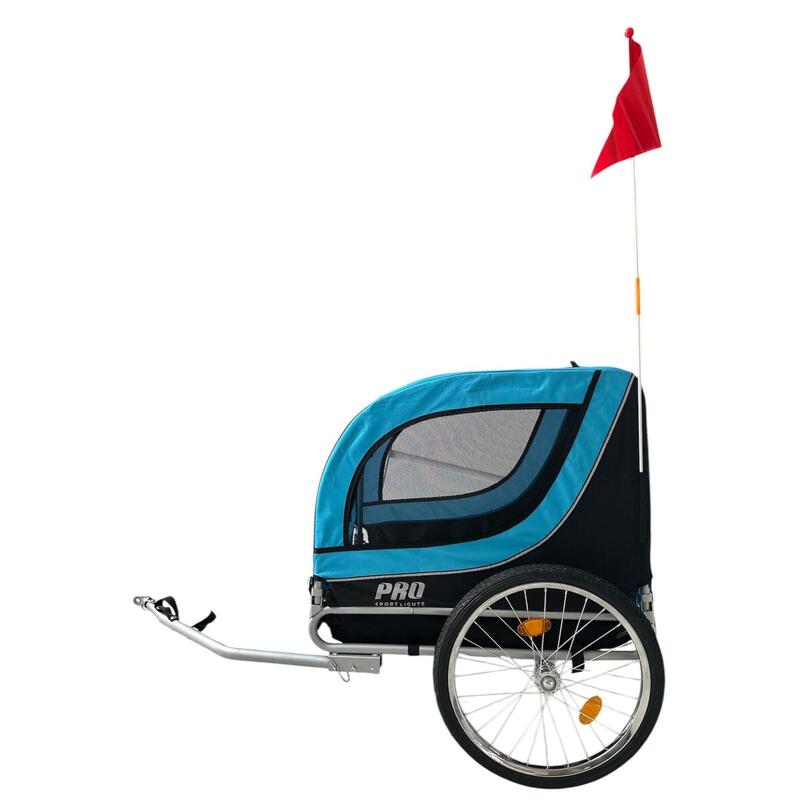 Remorque vélo pour chien avec réflecteurs Buggy - Bleu Noir - jusqu'à 30 KG