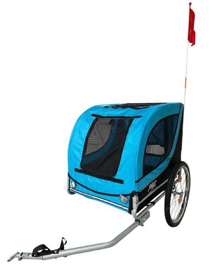Remorque vélo pour chien avec réflecteurs Buggy - Bleu Noir - jusqu'à 30 KG