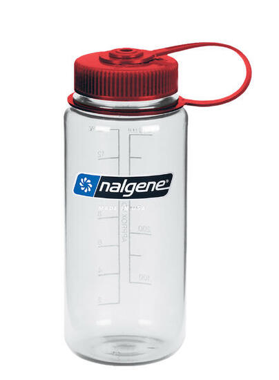 Butelka turystyczna Nalgene Sustain Wide Mouth 16 oz (500 ml) - clear/red