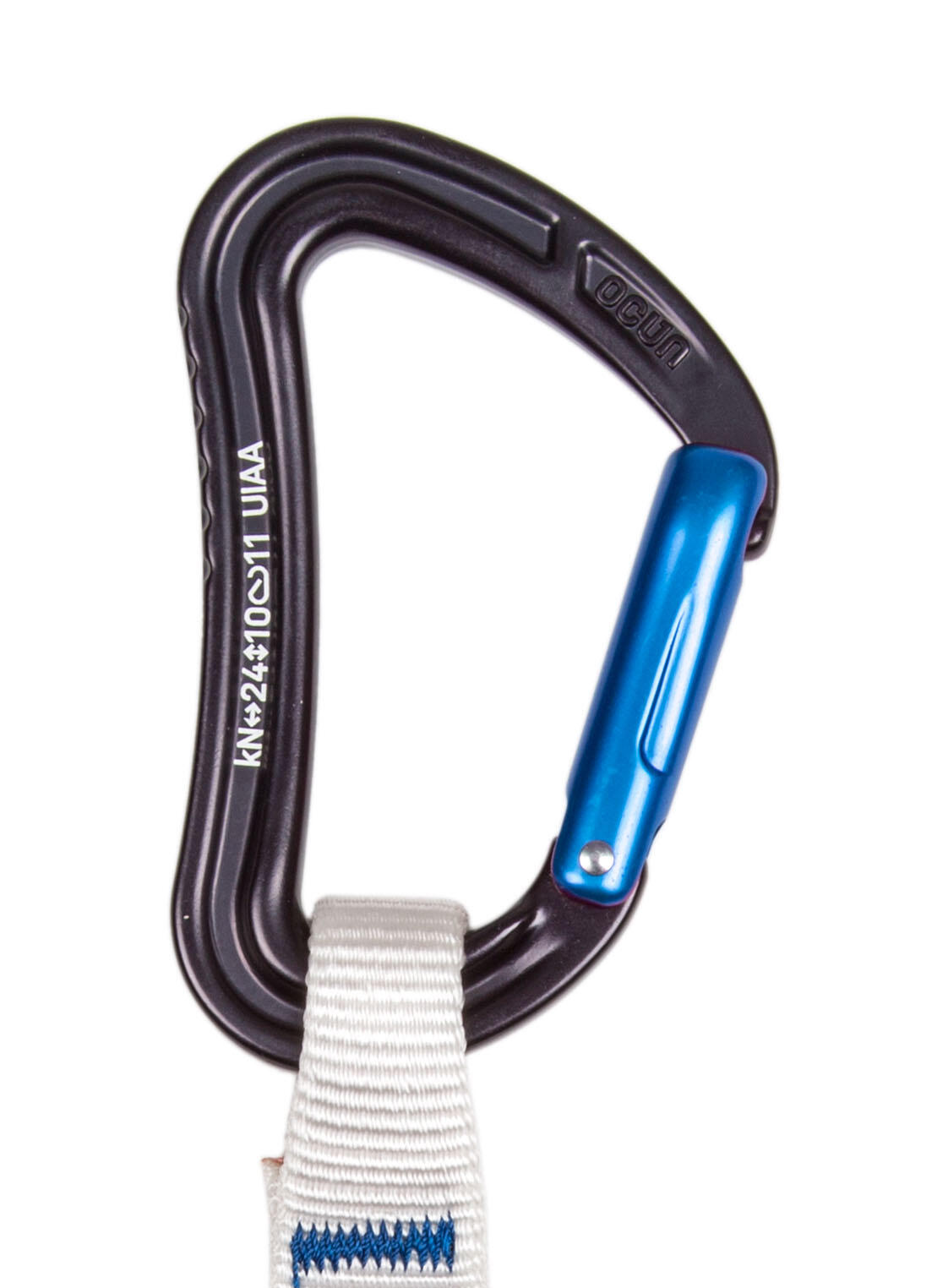 Mosquetón Ocún Raven QD Zoom PA lote de 6 12 cm aluminio azul ojales 15/22 mm 3/5
