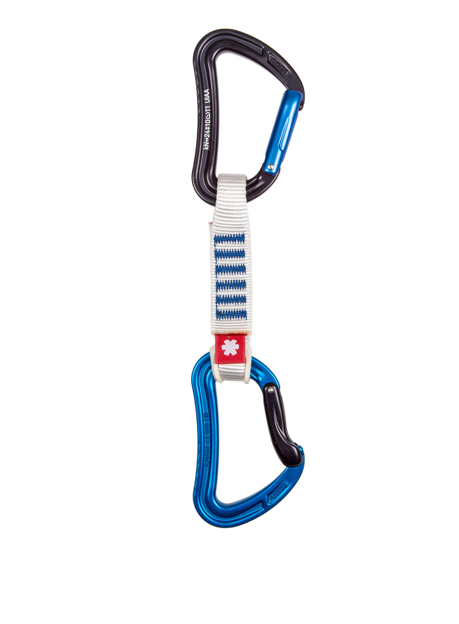 Mosquetón Ocún Raven QD Zoom PA lote de 6 12 cm aluminio azul ojales 15/22 mm 2/5