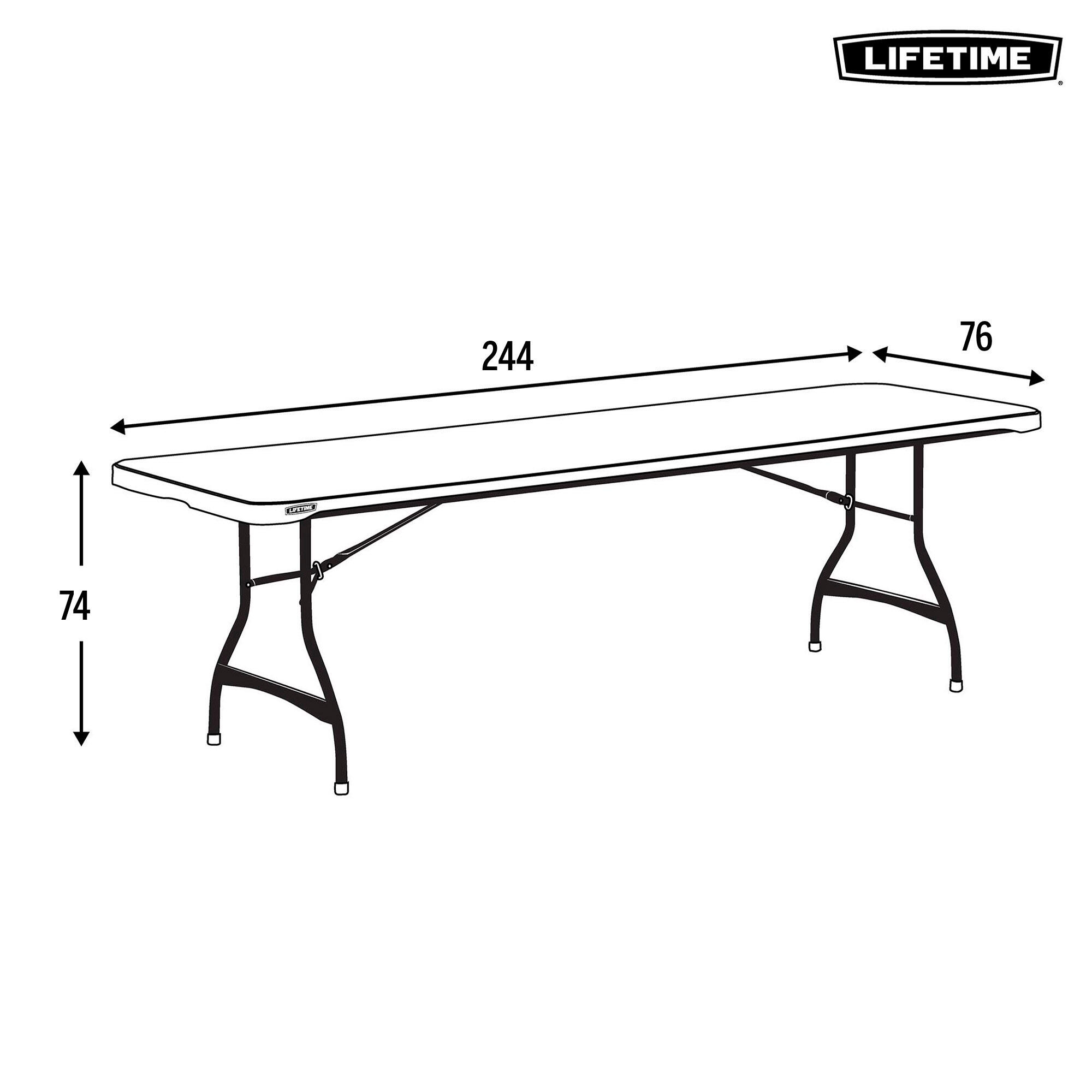 Mesa rectangular patas plegables blanco efecto granito Lifetime 244x76x74 cm 4/4