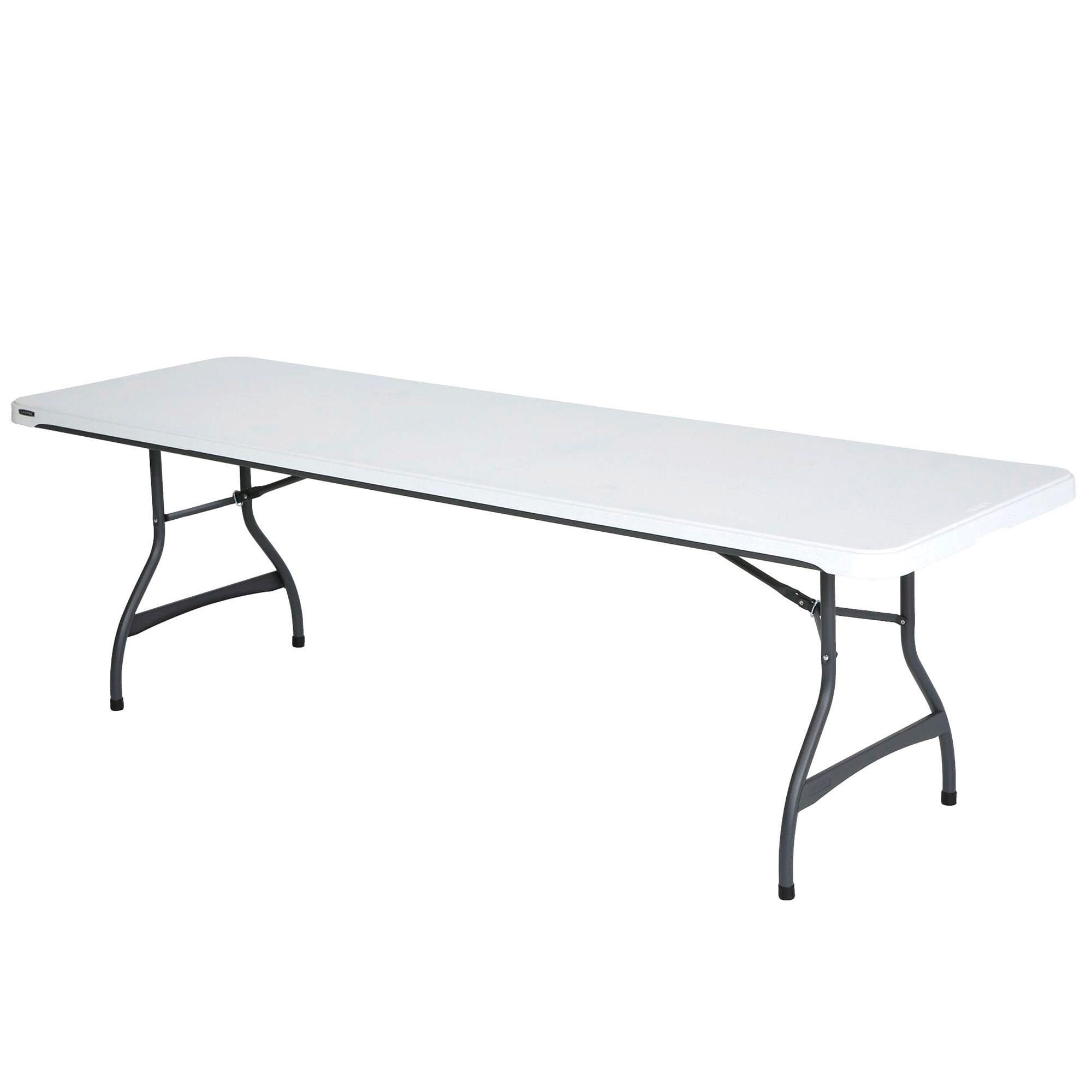 Mesa rectangular patas plegables blanco efecto granito Lifetime 244x76x74 cm 1/4
