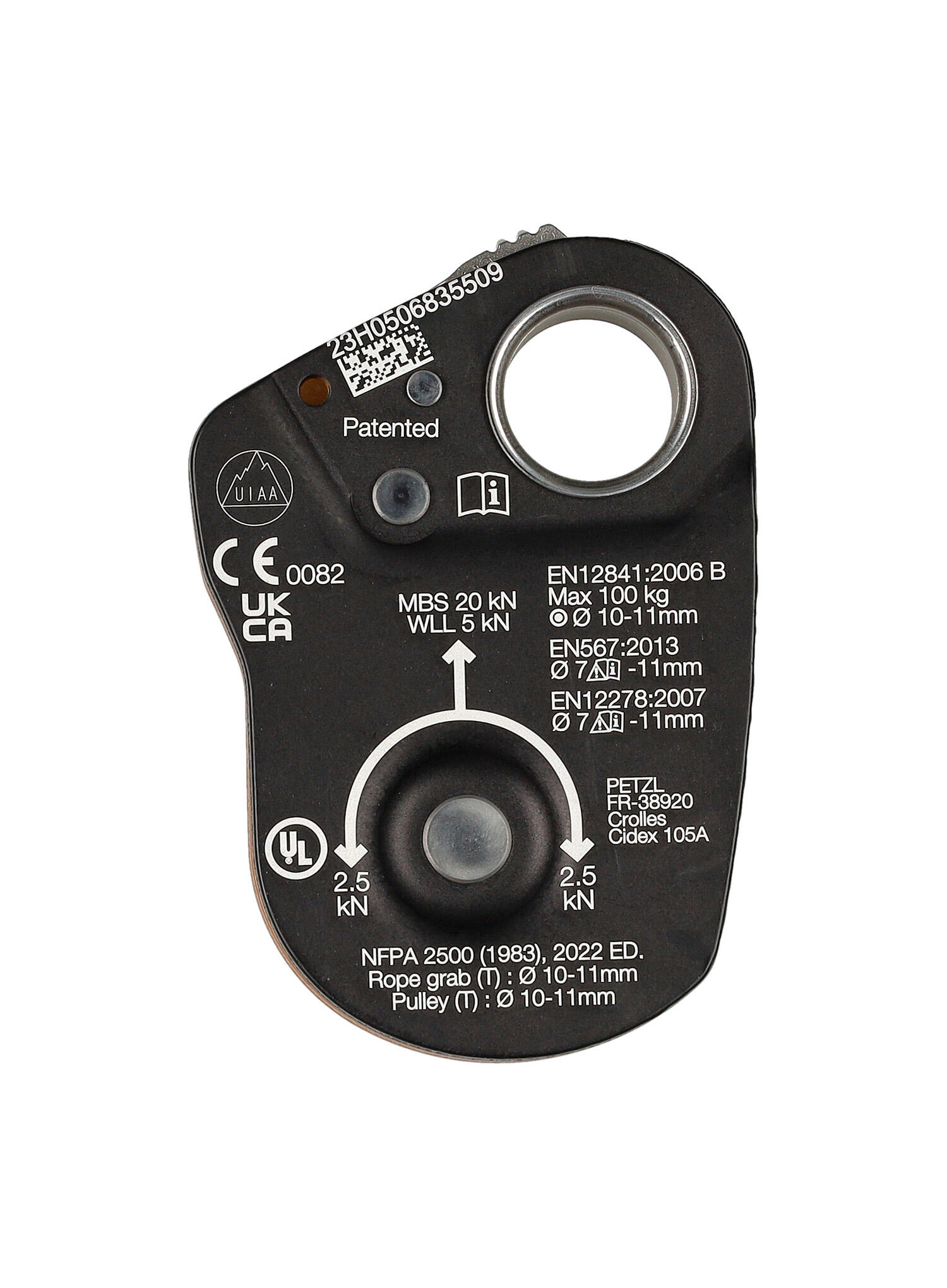 Poulie-bloqueur PETZL Mini Traxion ouvrable alu 32 mm, rendement 93% (7–11 mm) 4/7