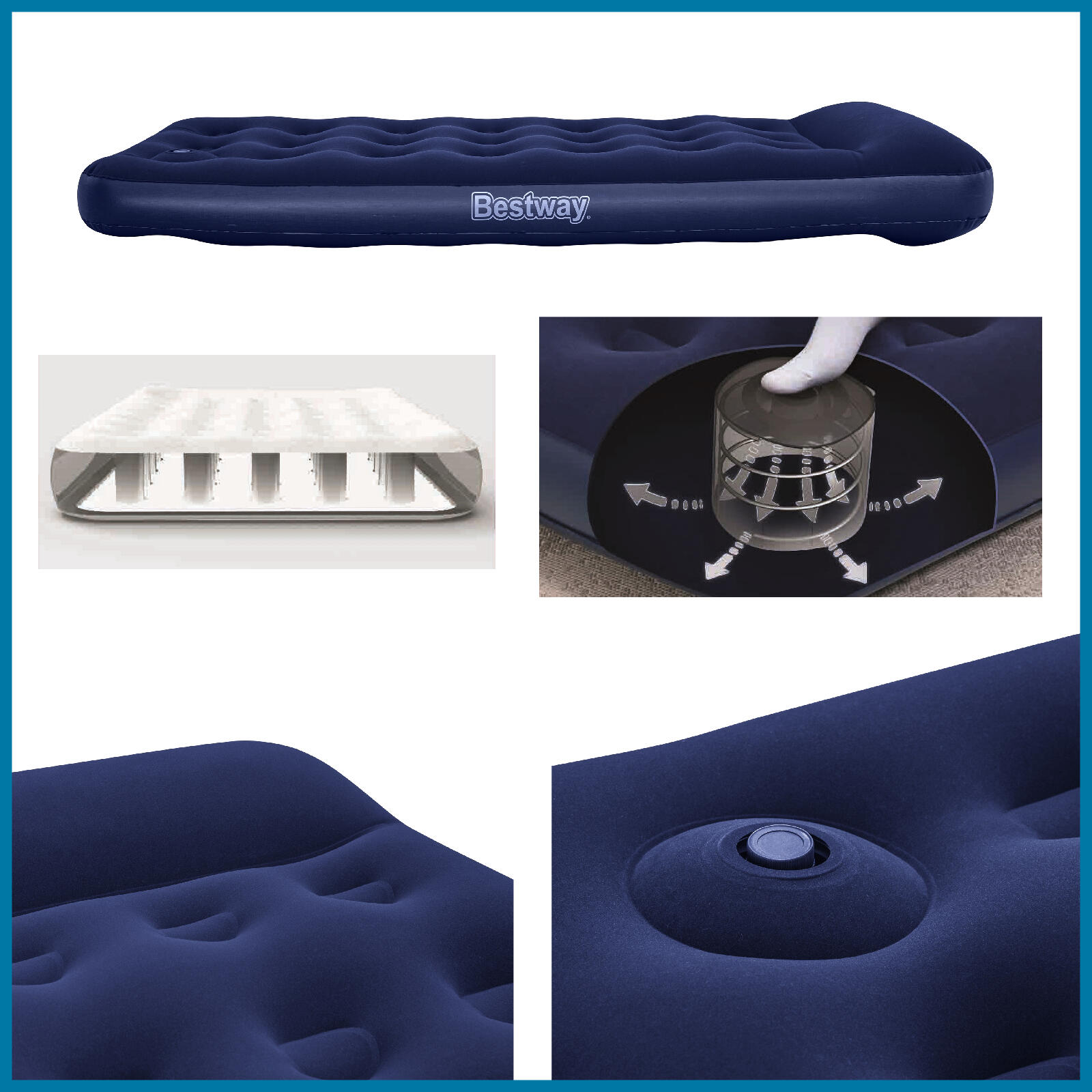 Bestway Matelas camping gonflable 1 place 185x76x22cm avec pompe à pied 5/5