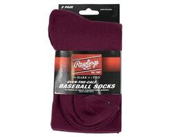 Chaussettes de baseball Rawlings (2 paires) L Maroon
