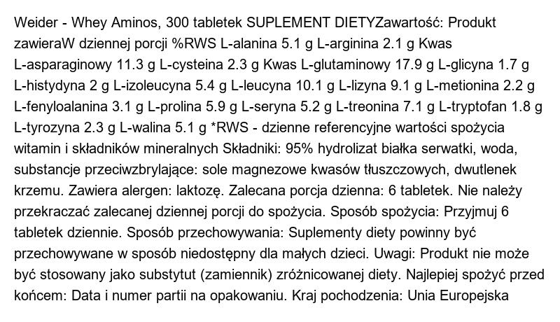 Weider Whey Aminos (300 Tabs) Unflavoured - Aminosäuren - Aminosäure-Mix 2/5