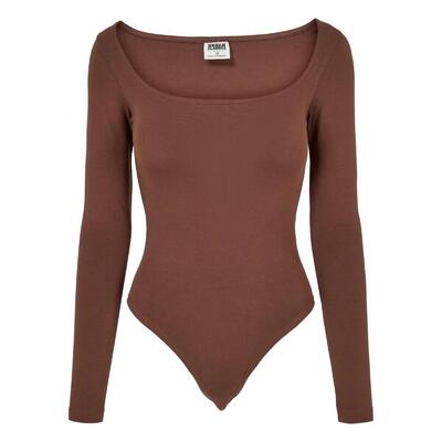 Dames biologische bodysuit met lange mouwen (schors)