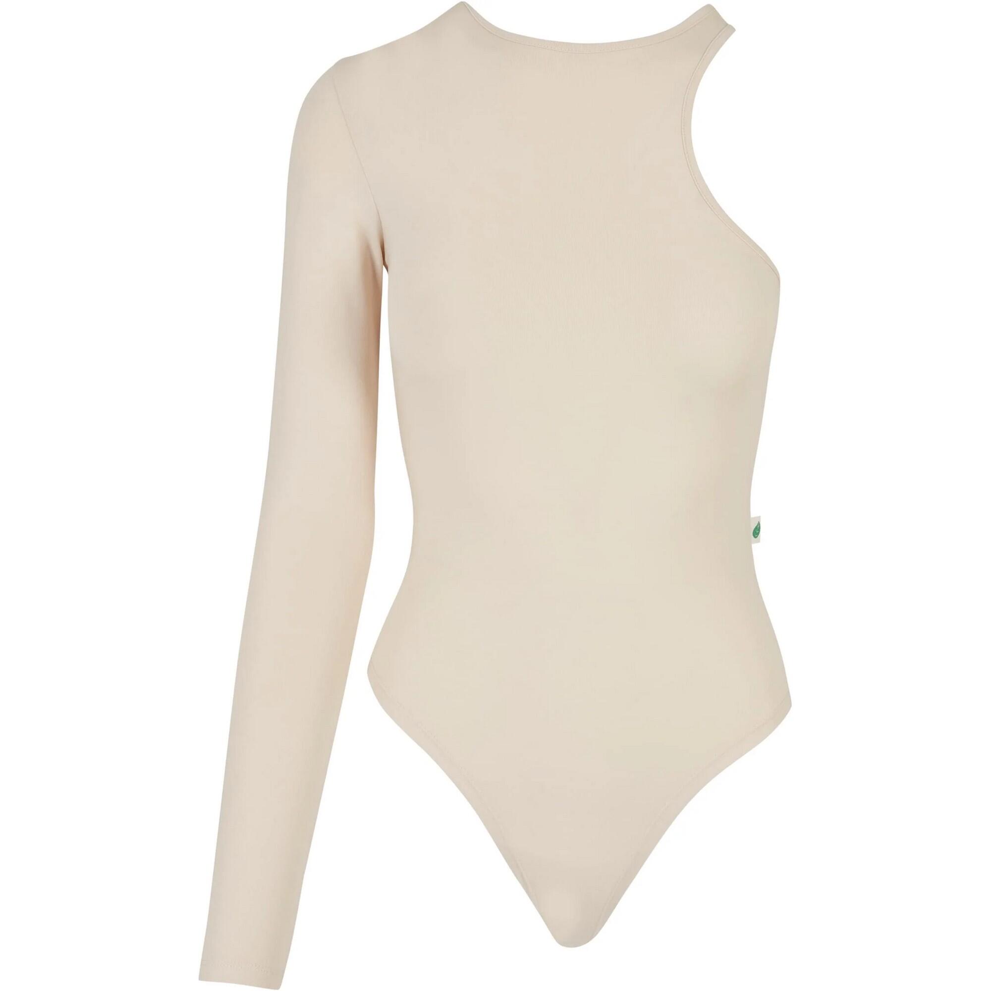 URBAN CLASSICS Bodysuit assimétrico elástico orgânico para senhora/senhora Branco Areia