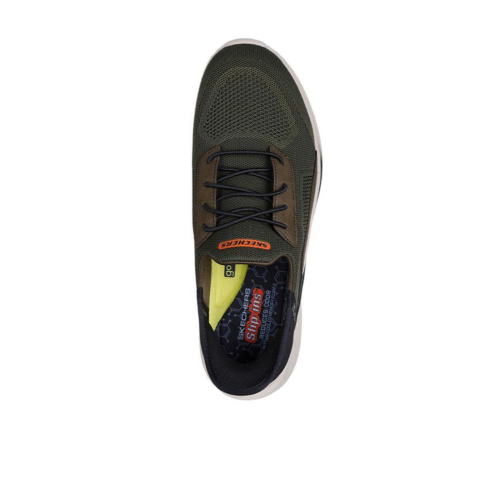 Zapatillas Deportivas Caminar Hombre Skechers 210891_OLV Verdes con Cordones 3/4