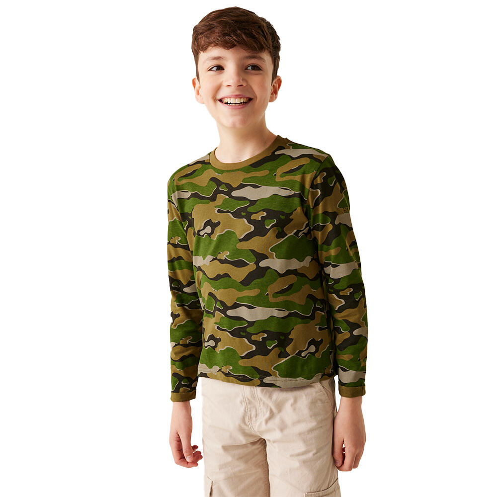 REGATTA Childrens/Kids Wenbie III Camo LongSleeved TShirt (Nephrite Green)