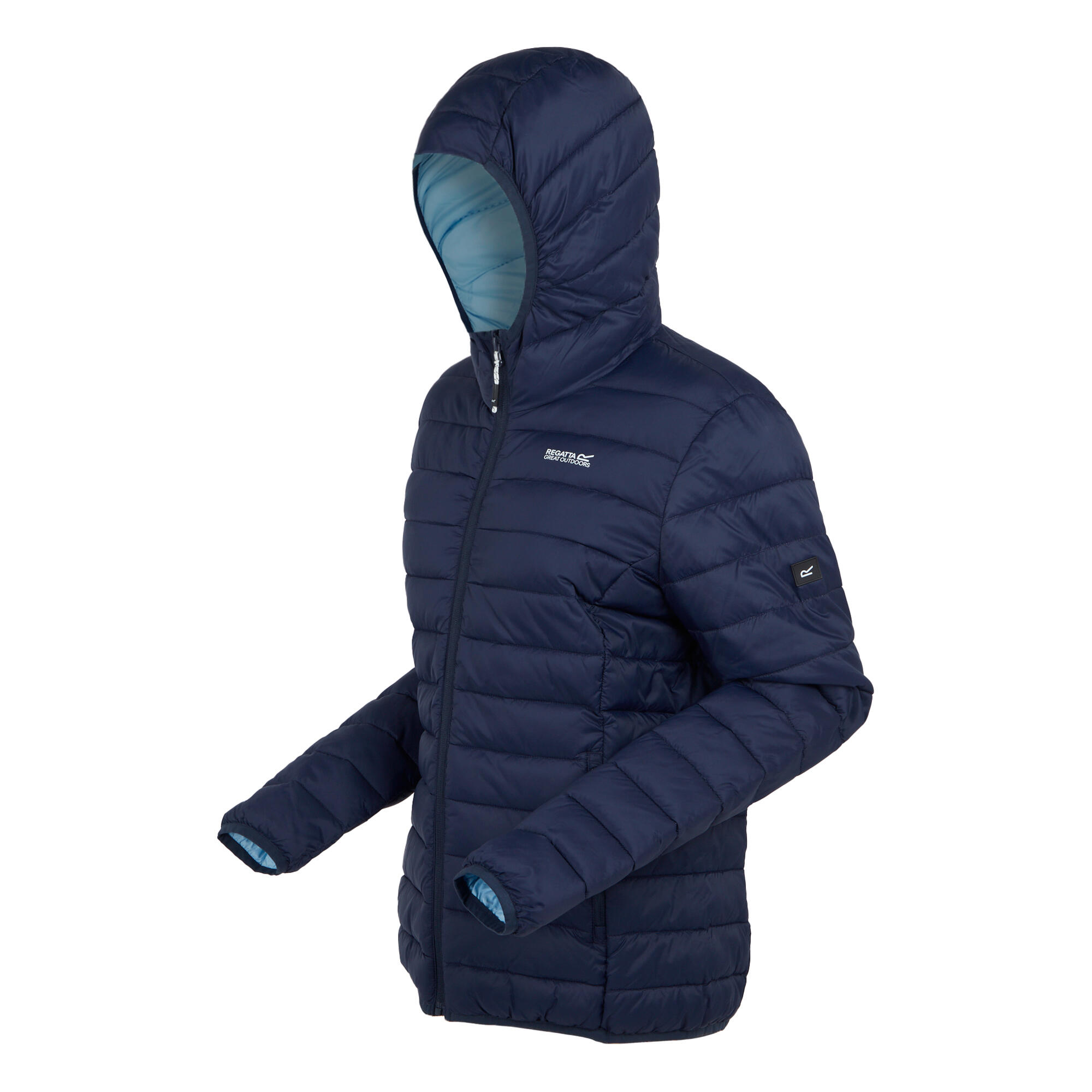 Dames Marizion Gewatteerd jack met capuchon (Marine/Clear Sky) 3/4