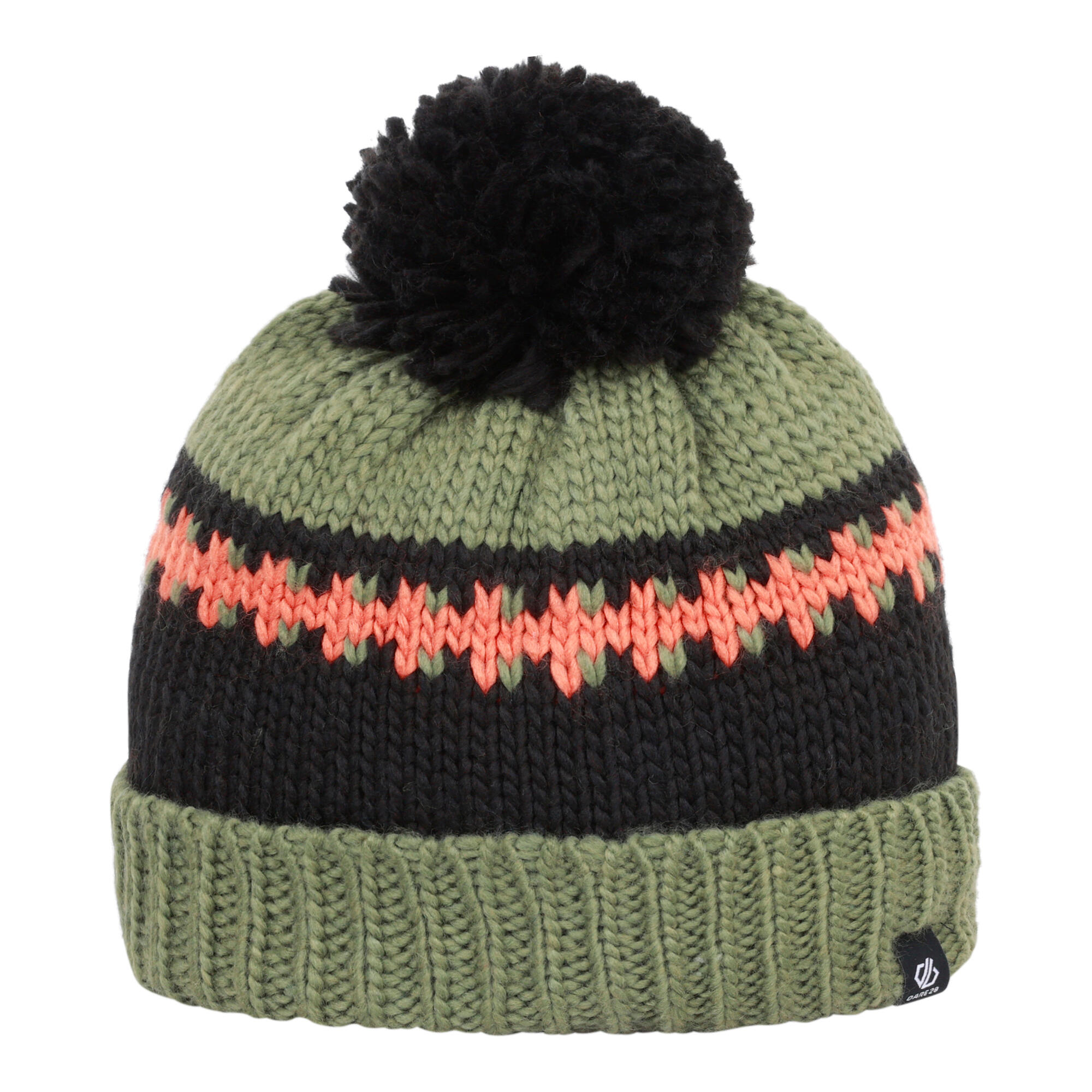 Cappello A Cuffia Pon Pon Bambini Dare 2B Boffin II Verde Olivina Nero 3/4