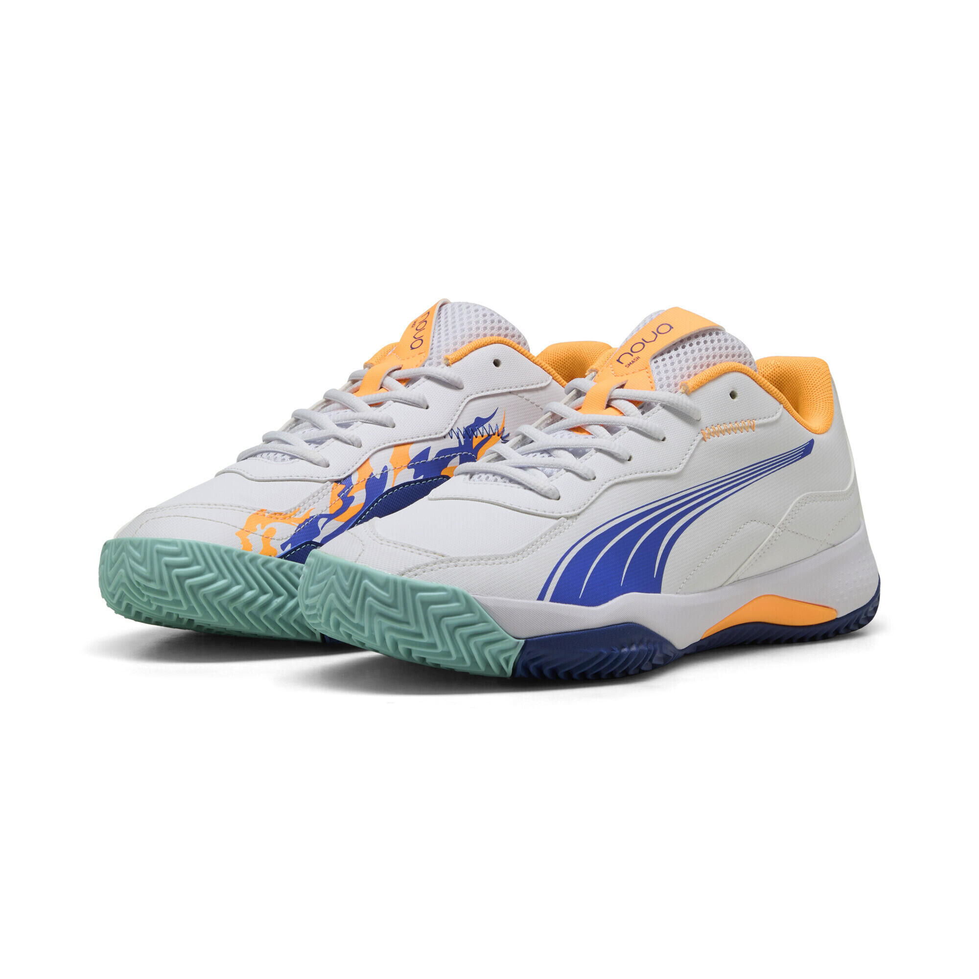 Chaussures de padel NOVA Smash PUMA White Vivid Blue Heat Fire Black Orange 2/7