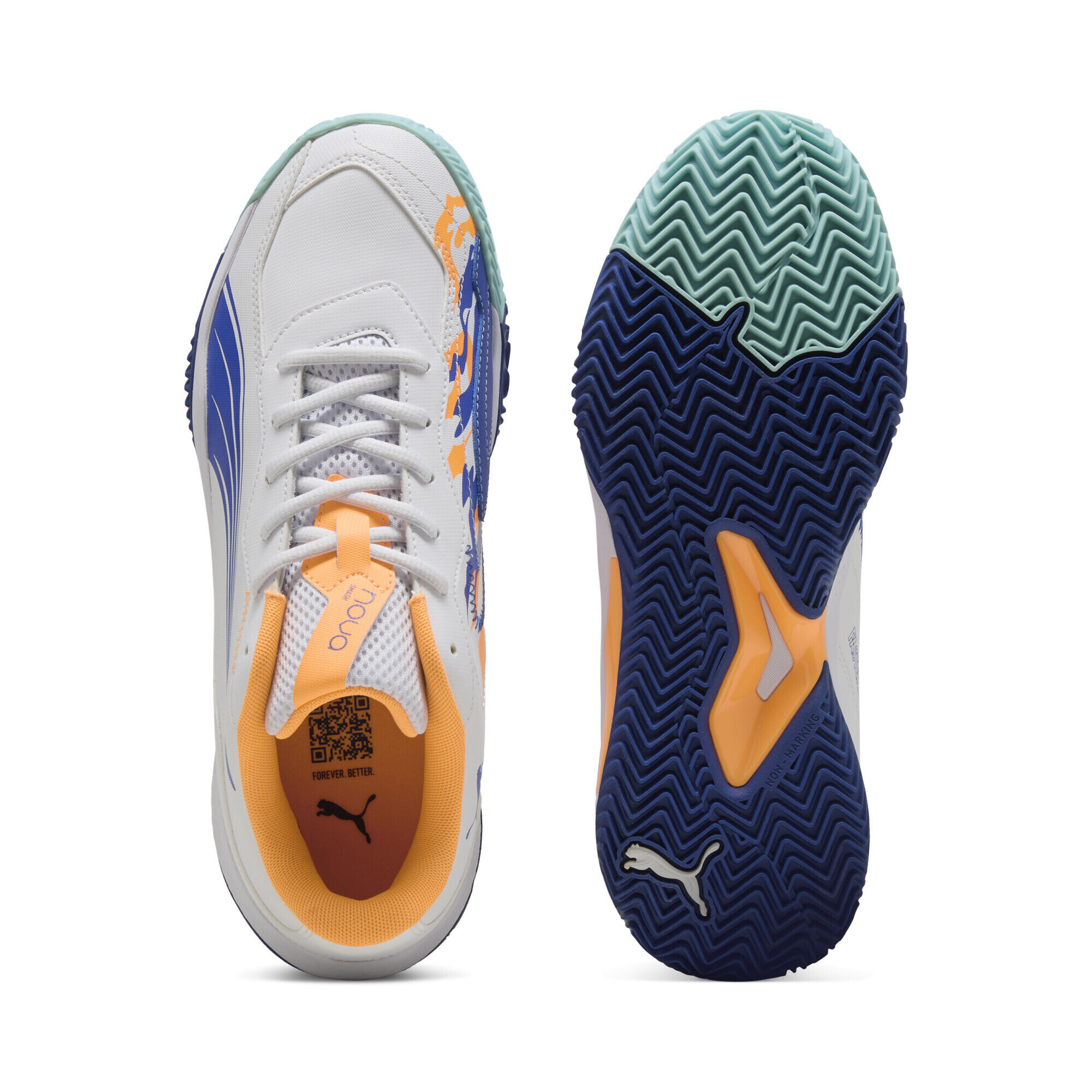 Chaussures de padel NOVA Smash PUMA White Vivid Blue Heat Fire Black Orange 6/7