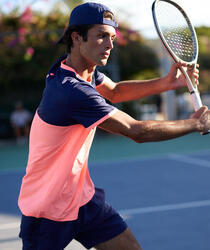T-shirt de Tennis/Padel Performance Homme Melon/Bleu Marine