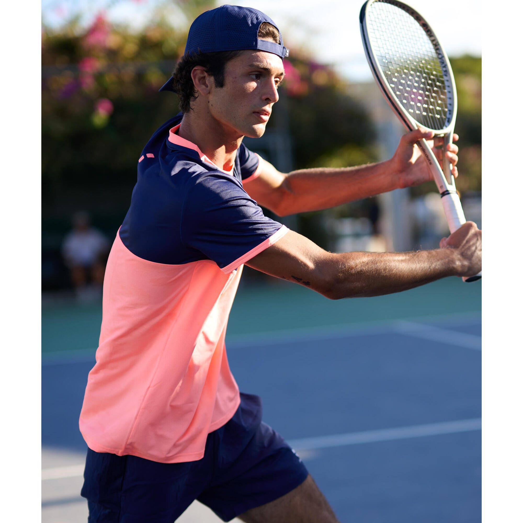 Nordicdots - T-shirt De Tennis/padel Performance Homme Melon/bleu Marine - T-shirt Manches Courtes - Rose - 38 S - Decathlon