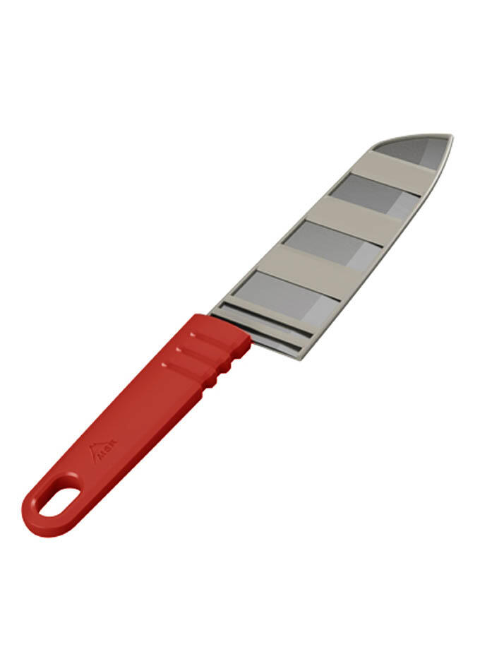 Couteau de chef MSR Alpine rouge lame inox 420J2 16,5–29 cm léger 99 g étui 4/4
