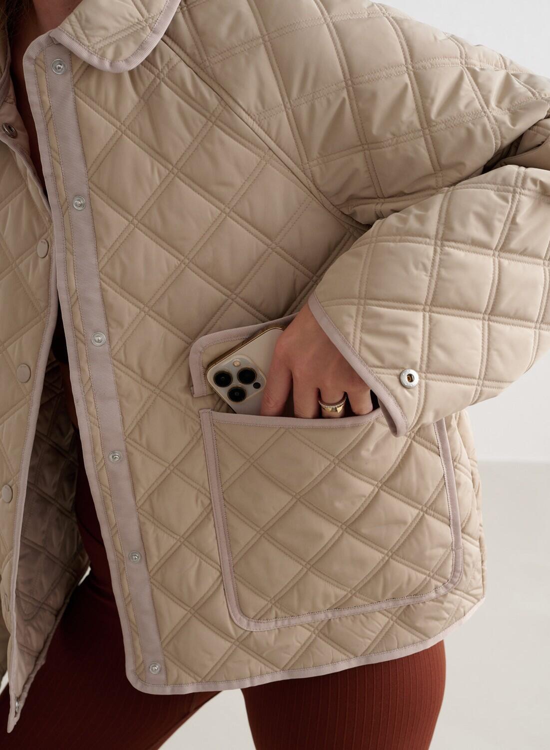 Dames Casual Jas Gewatteerd Waterafstotend Beige 5/7