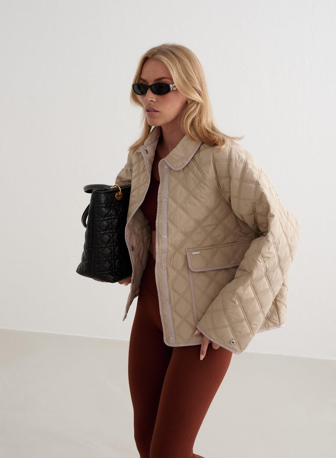 AIM'N Dames Casual Jas Gewatteerd Waterafstotend Beige