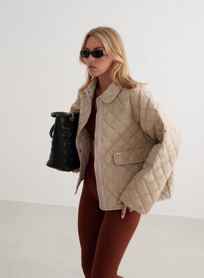 Dames casual jas gewatteerd waterafstotend beige