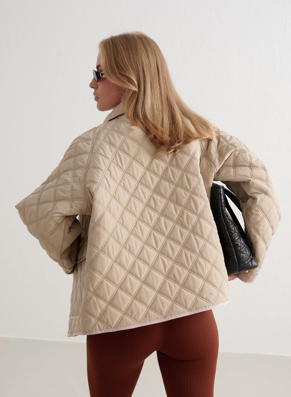 Dames Casual Jas Gewatteerd Waterafstotend Beige 2/7