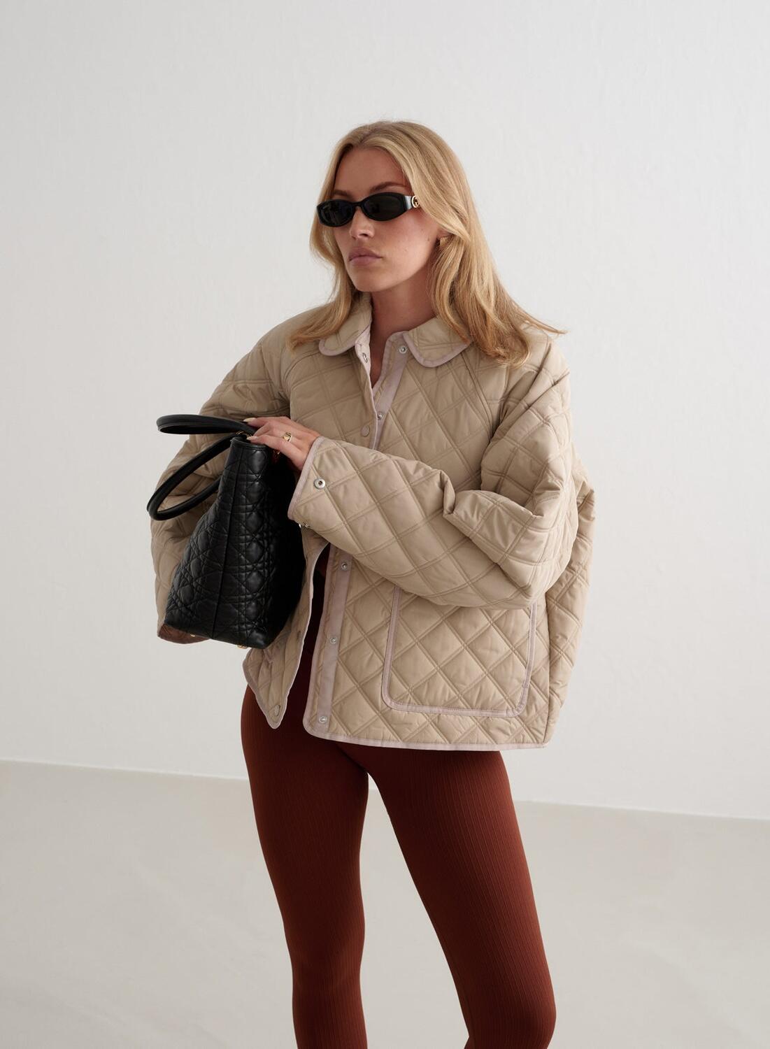 Dames Casual Jas Gewatteerd Waterafstotend Beige 6/7
