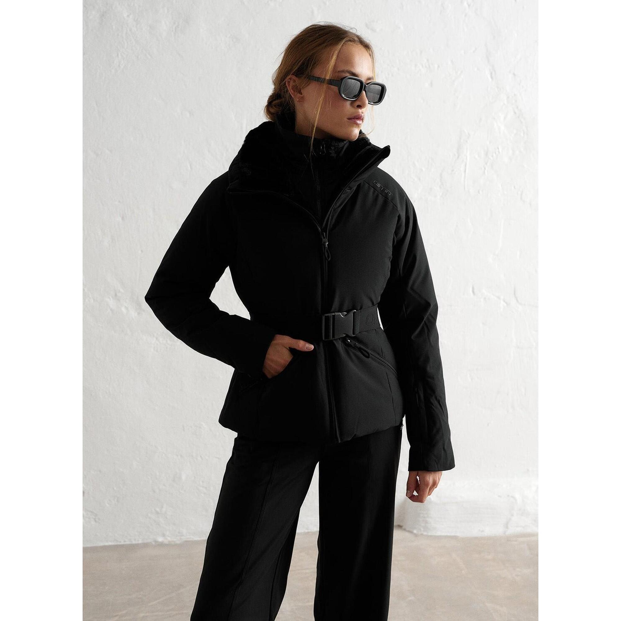 Aim'n - Femme Veste D'Hiver Imperméable À Col Montant Avec Fausse Fourrure Noir - Doudoune Duvet - Noir - 44 L - Decathlon