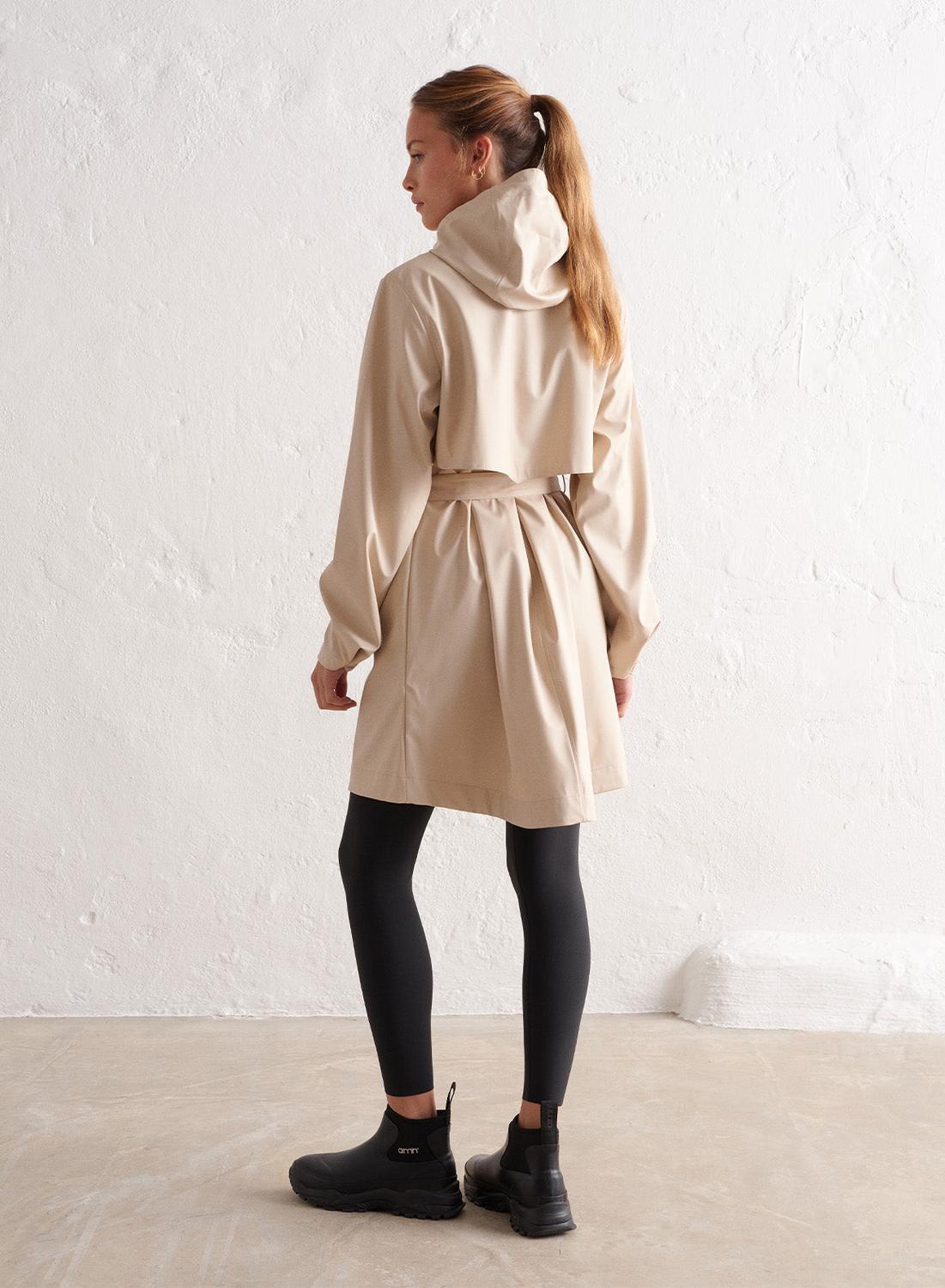 Damen Regenjacke Wasserdicht Creme 2/7