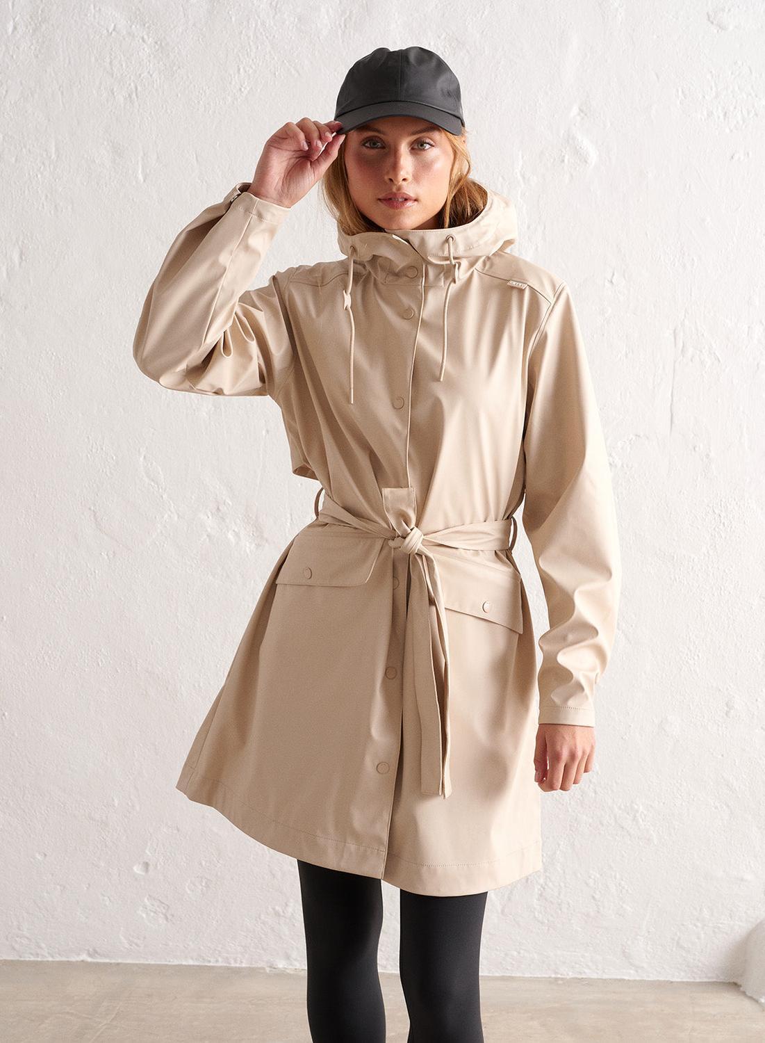 Damen Regenjacke Wasserdicht Creme 6/7