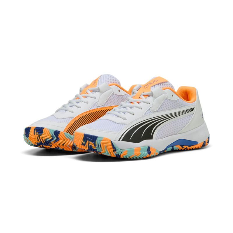 Chaussures de padel NOVA Court PUMA White Black Vivid Blue Heat Fire