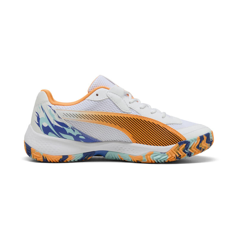 NOVA Court padelschoenen PUMA White Black Vivid Blue Heat Fire