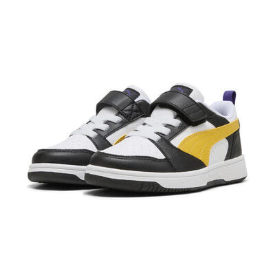 Puma rebound v6 lo sneakers voor kinderen puma black yellow sizzle white