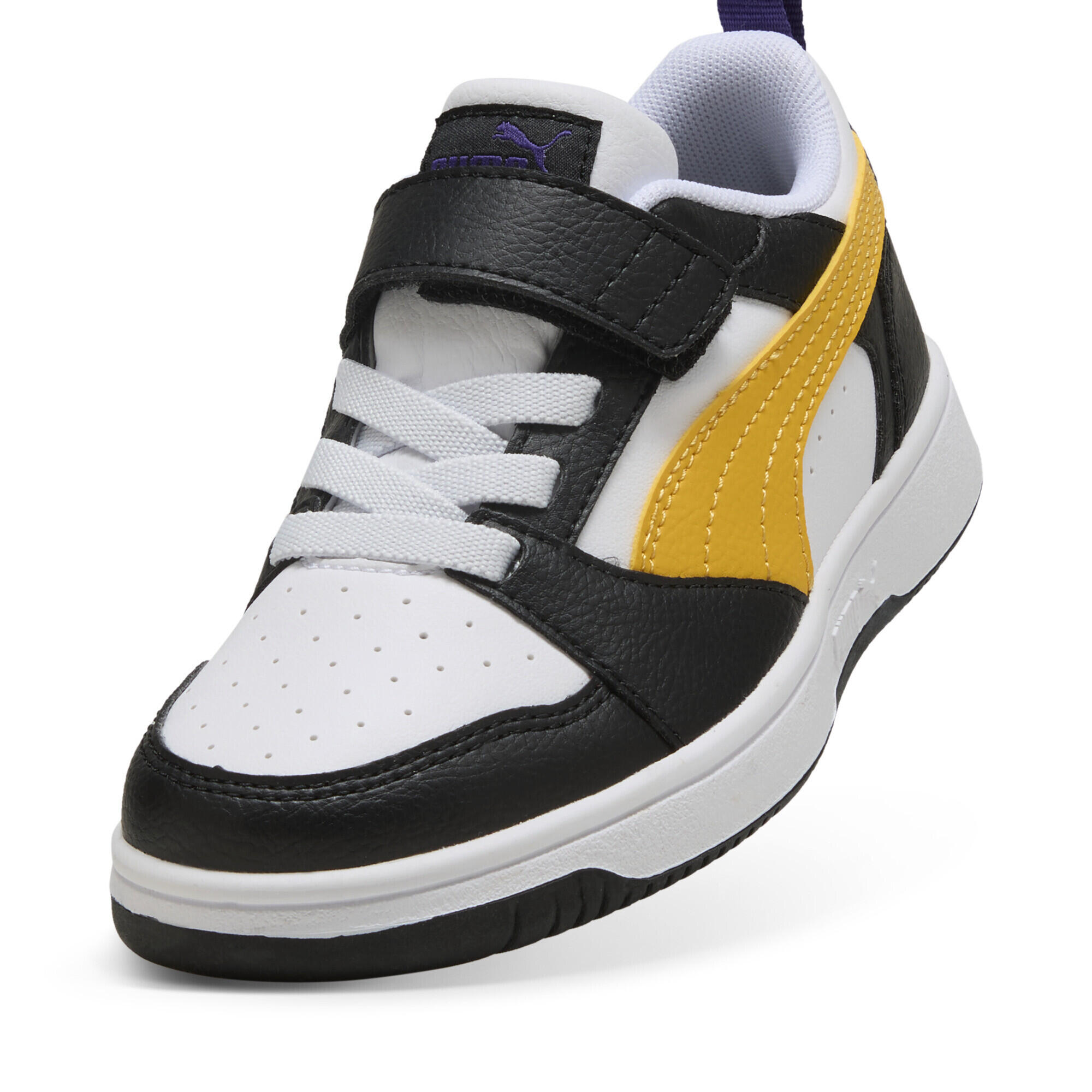 PUMA Rebound V6 Lo Sneakers Kinder PUMA Black Yellow Sizzle White 6/15