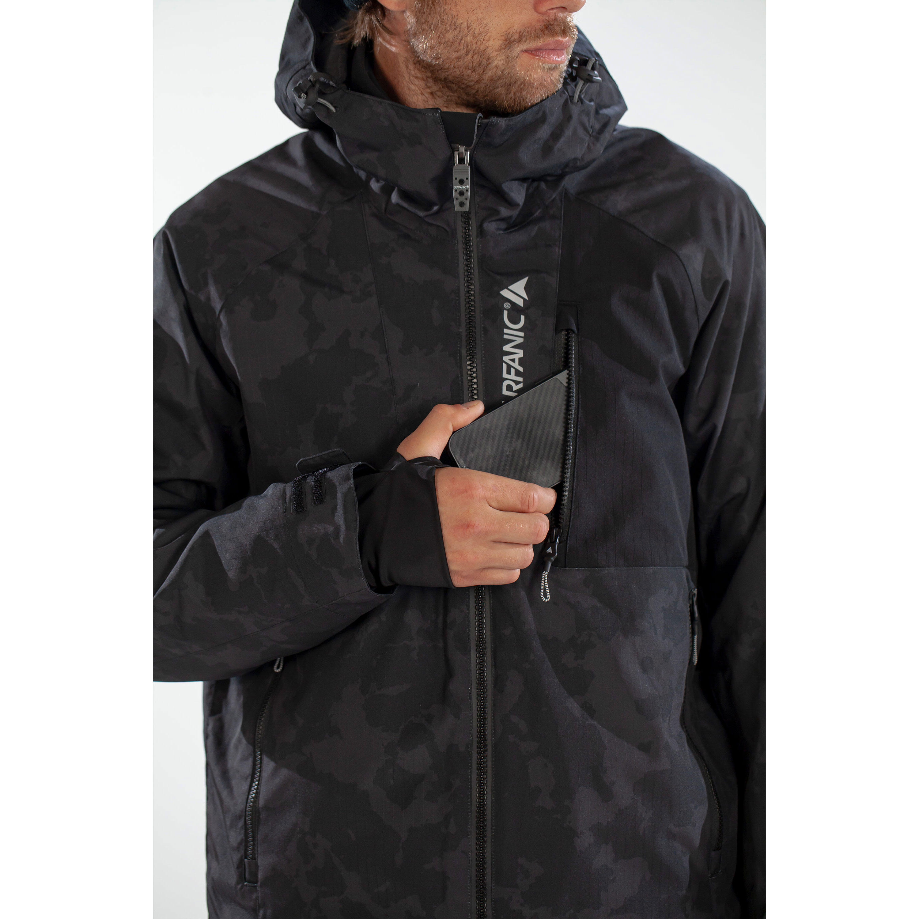Kurtka Snowboardowa Męska SURFANIC STX 10.000 Orion – BlackMap – Wodoodporna 5/7