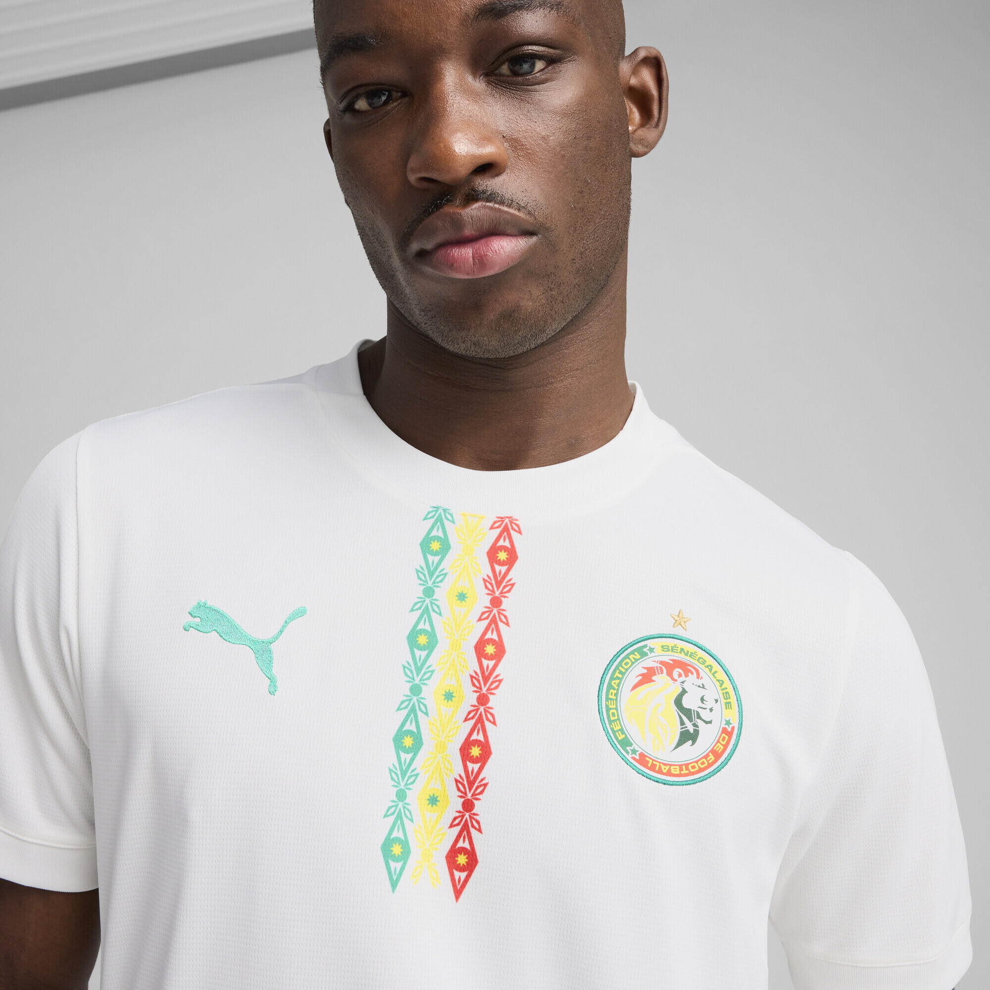 Maglia gara Home Senegal 2025 da uomo PUMA White Sport Green 3/7