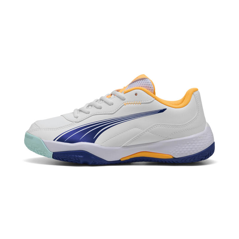Młodzieżowe buty do padla NOVA Smash PUMA White Vivid Blue Safe Lake Heat Fire