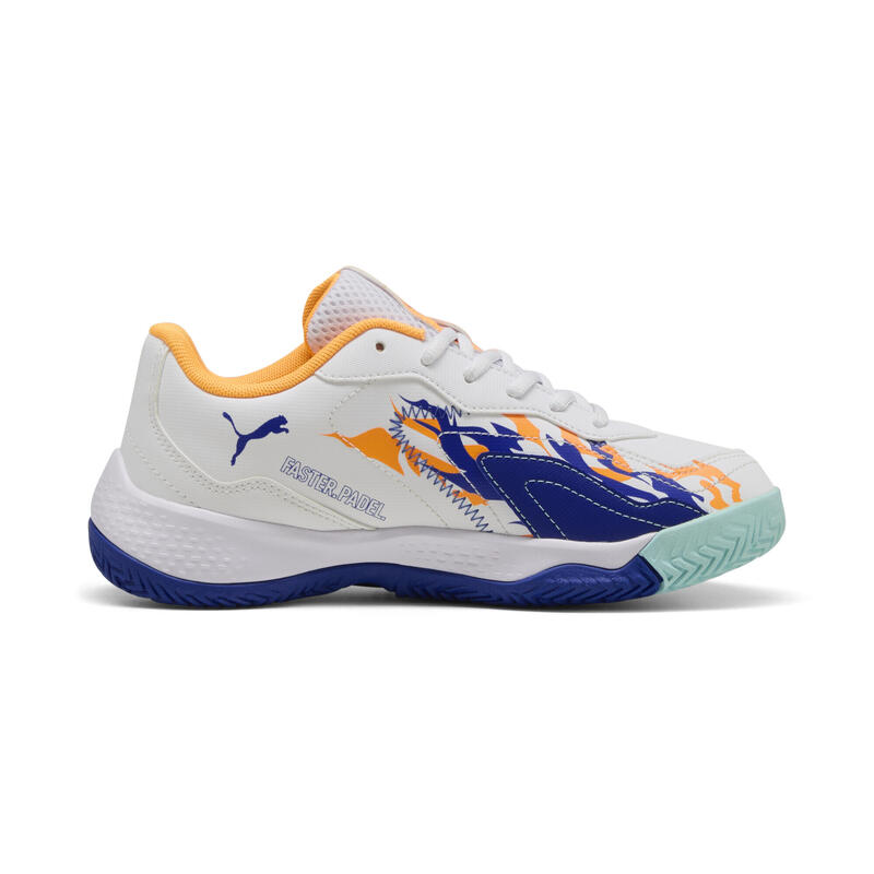 Młodzieżowe buty do padla NOVA Smash PUMA White Vivid Blue Safe Lake Heat Fire