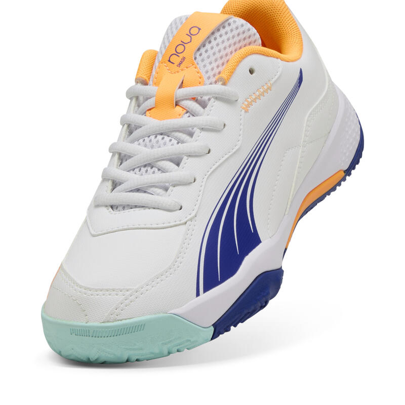 Młodzieżowe buty do padla NOVA Smash PUMA White Vivid Blue Safe Lake Heat Fire
