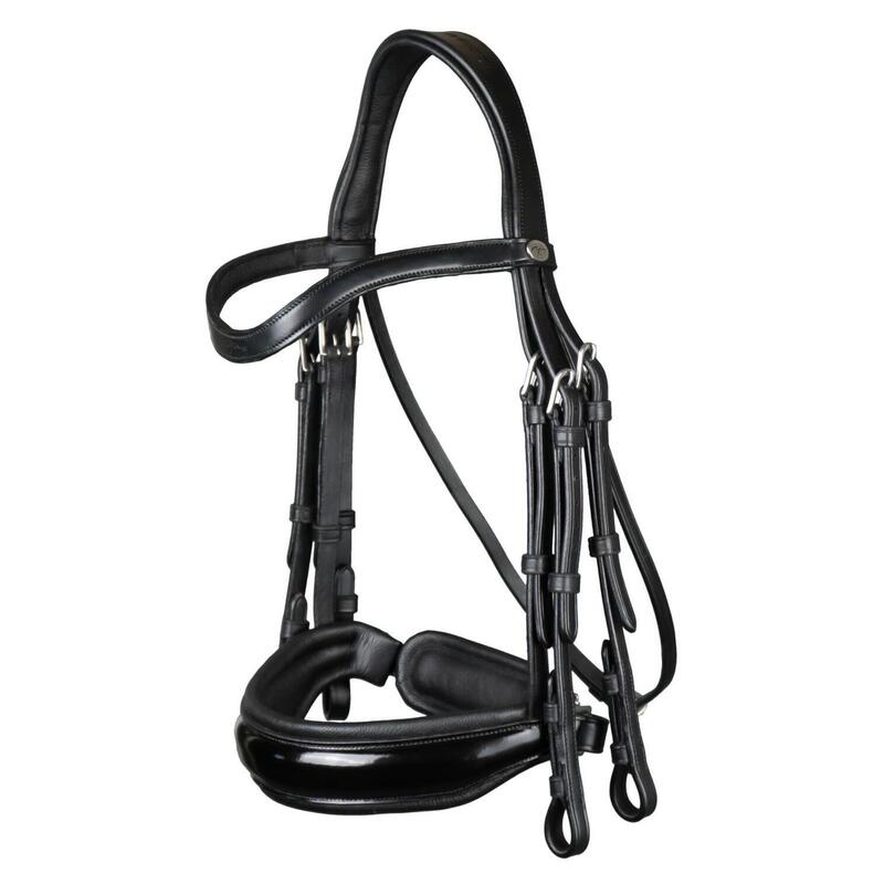 Paardrijden - Unisex -  Black - -patent Large Crank Noseband Double Bridle