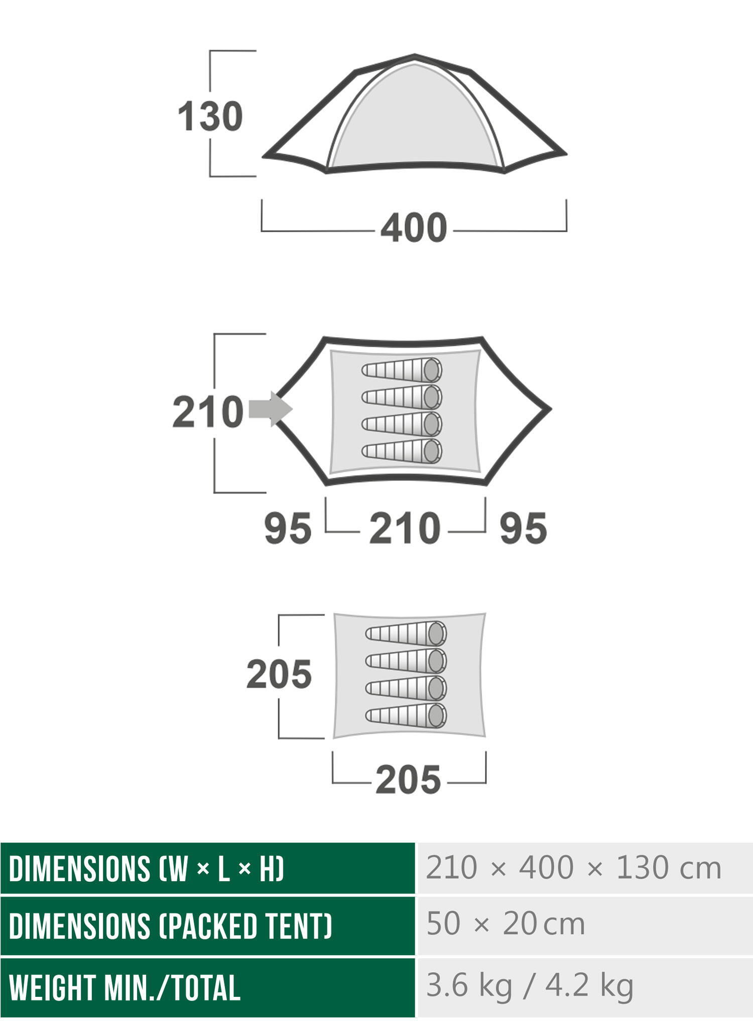 Tenda trekking Husky Boyard 4 Classic 4 posti leggera a due pareti 2/6