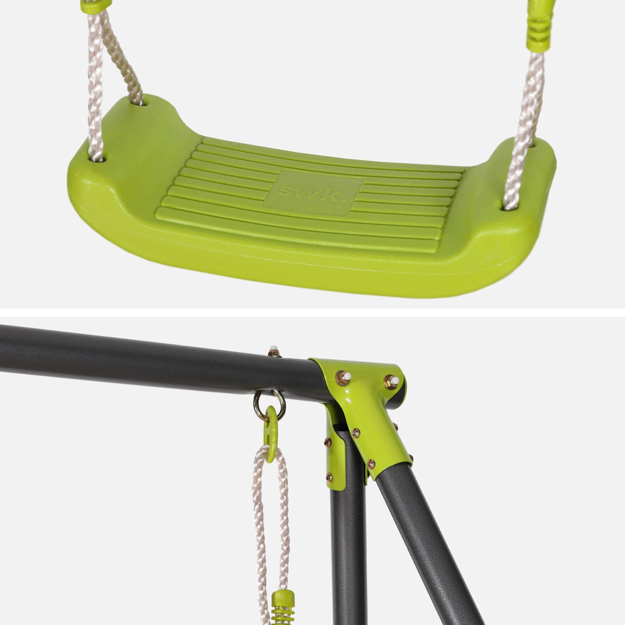 Portique balançoire double en métal, 2 places, noir et vert | sweeek 3/4