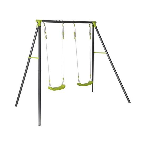 Dubbele schommelframe van metaal Bise 2 plaatsen zwart en groen staal L 217